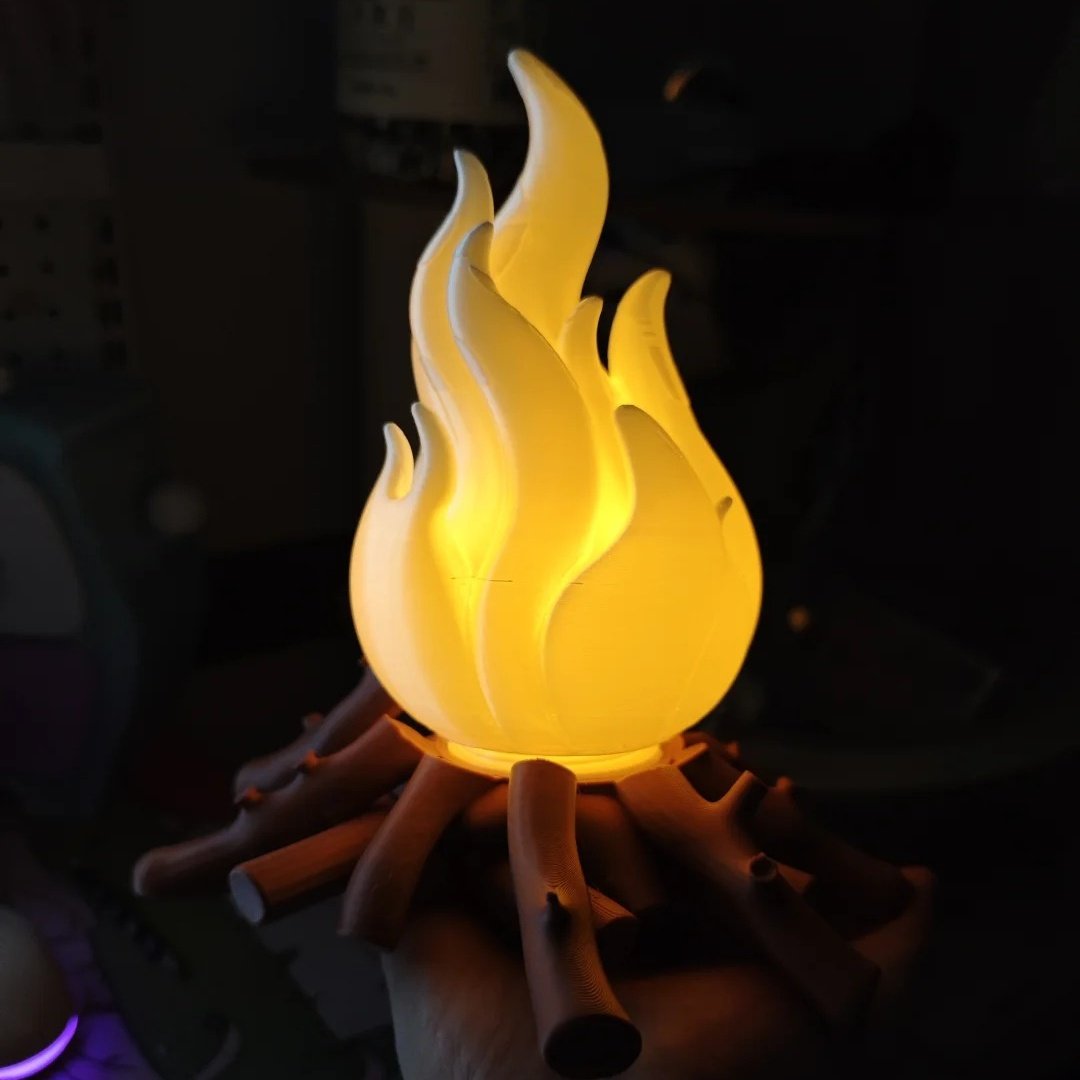 3D打印火柴堆小火苗氛围感小夜灯可变16色充电遥控送男女朋友礼物,淘宝优惠券,粉丝福利购,淘宝优惠卷