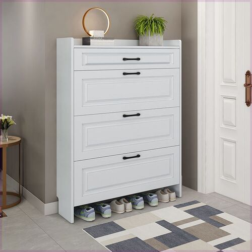 翻斗鞋柜超薄家用进门口s省空间大容量玄关柜白色简约现代收纳鞋 - 图0