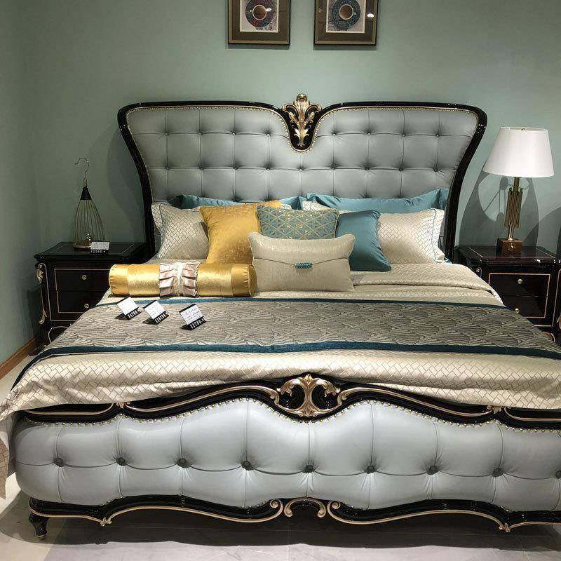 欧式皮艺床卧室实木雕花新古典奢华1.8米公主床主卧婚床简欧家具,淘宝优惠券,粉丝福利购,淘宝优惠卷