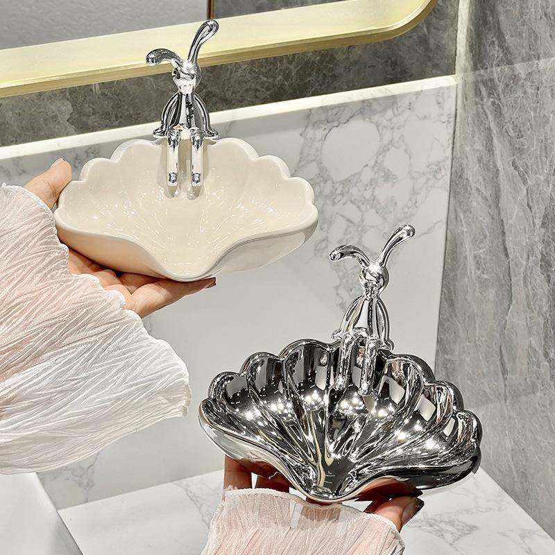 轻奢卫生间肥皂盒家用高档陶瓷洗手台面免打孔排沥水香皂盒置物架,淘宝优惠券,粉丝福利购,淘宝优惠卷