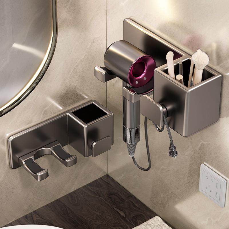 太空铝吹风机置物架多功能卫生间墙上收纳架免打孔浴室吹风机支架,淘宝优惠券,粉丝福利购,淘宝优惠卷