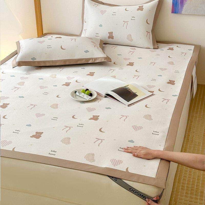 罗兰家纺A类抗菌900D卡通冰藤席三件套夏季凉席高端可折叠空调凉,淘宝优惠券,粉丝福利购,淘宝优惠卷