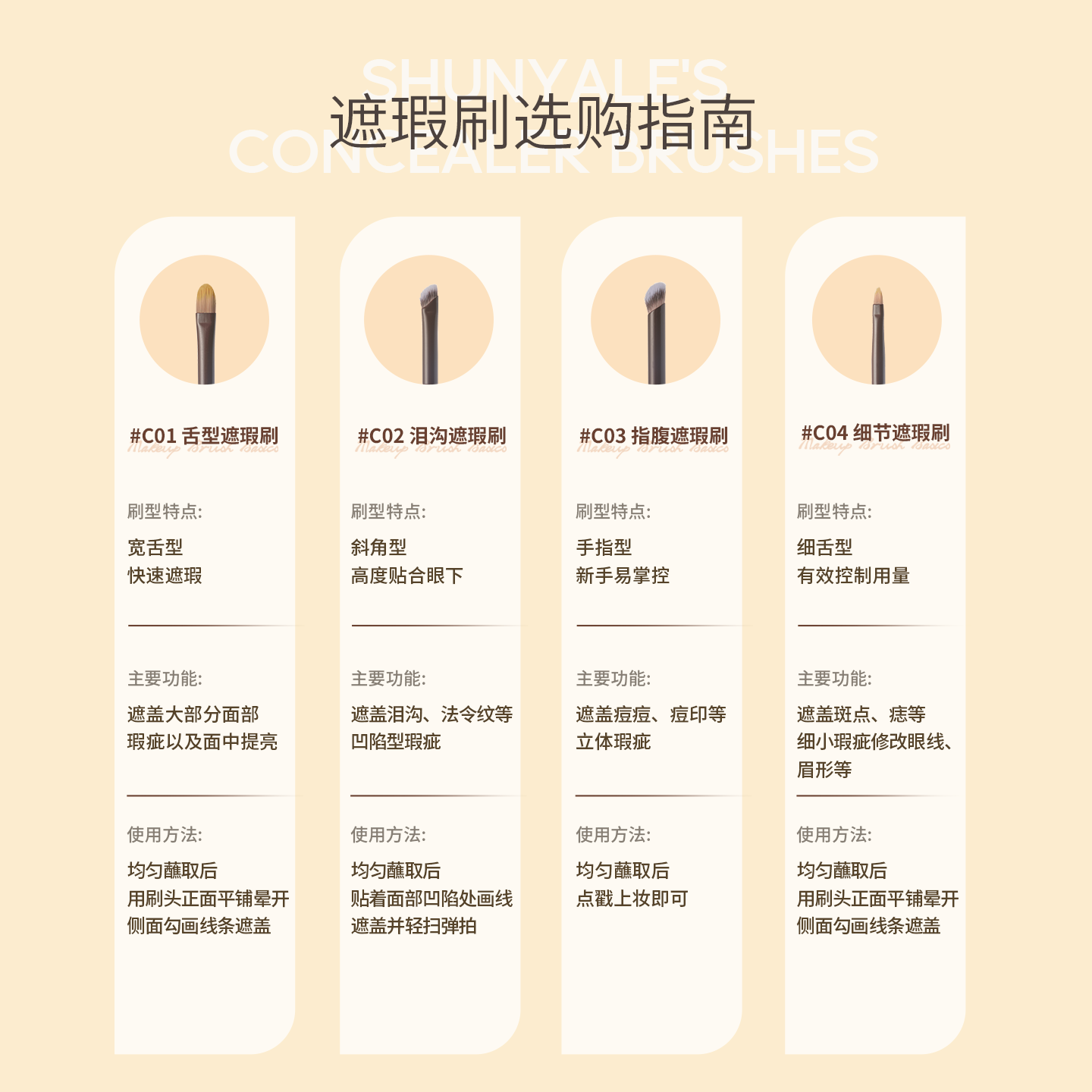 ShunYale顺耶化妆刷遮瑕刷精准易控持色持妆专业面部彩妆遮瑕刷,淘宝优惠券,粉丝福利购,淘宝优惠卷