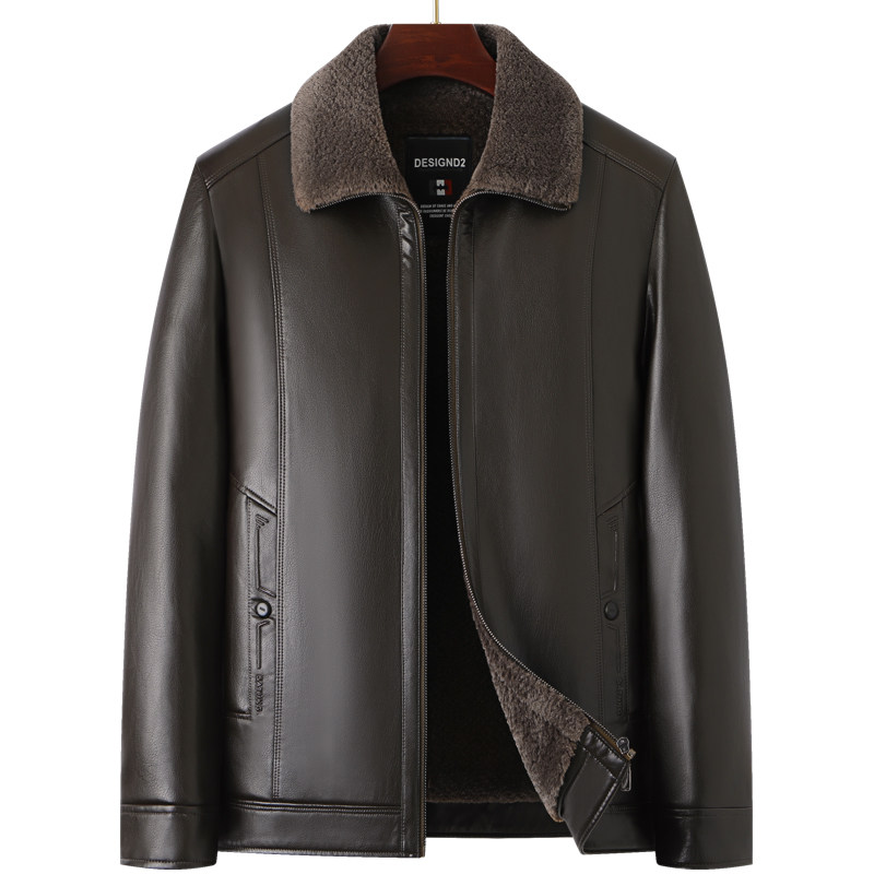 啄木鸟中老年人男士皮夹克加绒加厚款冬季皮毛一体爸爸装皮衣外套,淘宝优惠券,粉丝福利购,淘宝优惠卷
