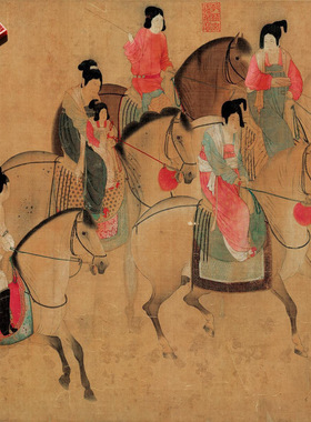 唐代张暄虢国夫人游春图名家国画