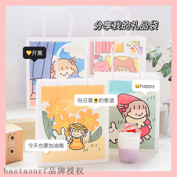 网红Cute cartoon Tote Bag ins wind double-sided pattern pape - 图0