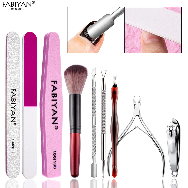 极速Manicure Set Cuticle Pusher Clippers Nail Art Files Buff - 图0