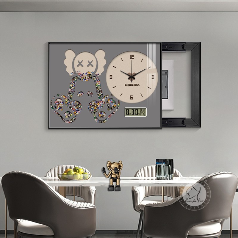 电表箱装饰画2025新款遮挡挂画免打孔暴力熊静音电子钟表万年历,淘宝优惠券,粉丝福利购,淘宝优惠卷
