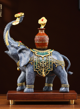 大明铜匠泰平吉祥大象摆件一对客厅玄关装饰品办公室乔迁开业礼品