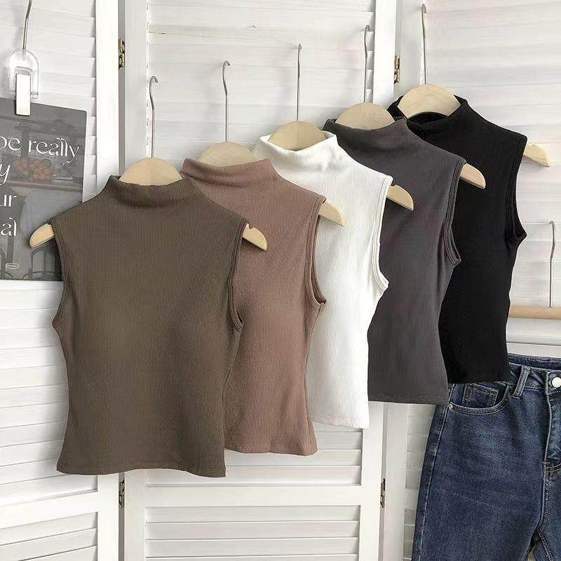 秋冬半高领磨毛保暖背心带胸垫螺纹加绒一体式美背免穿文胸上衣女,淘宝优惠券,粉丝福利购,淘宝优惠卷