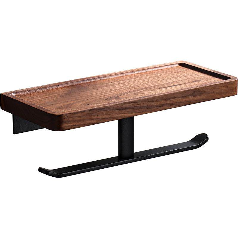 轻奢实木纸巾架免打孔卫生间抽纸盒厕所手机置物架子胡桃木卷纸架,淘宝优惠券,粉丝福利购,淘宝优惠卷