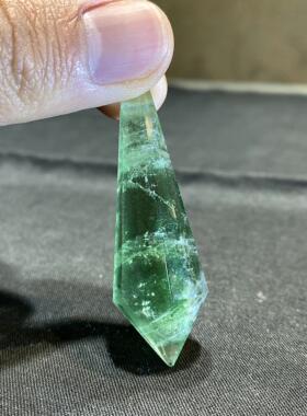 天然水晶灵摆 全绿萤石水晶灵摆吊坠套链 水晶挂件 毛衣链