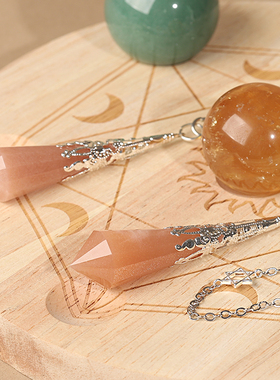 天然日光石灵摆水晶吊坠项链太阳新月亮六芒星配件灵摆链套装灵摆