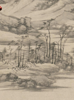清代王鉴仿倪瓒溪亭山色图传统山
