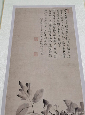 徐渭水墨牡丹图复古书画花卉挂轴
