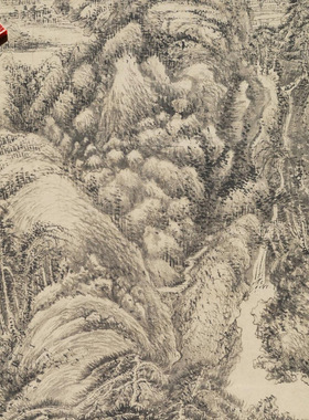 元代王蒙秋山萧寺图名家国画真迹