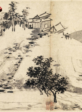 明代沈周溪山秋色图微喷打印传统