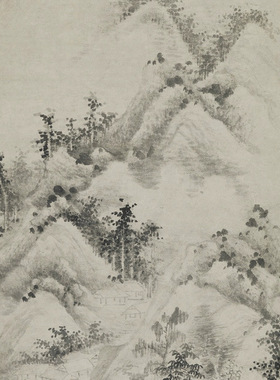 王翚仿巨然溪山雨霁图复古竖幅山