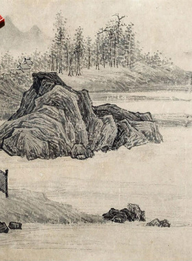 唐寅松溪草堂图明四家山水画微喷