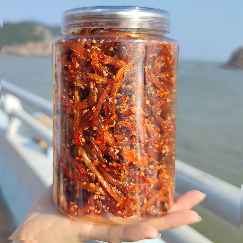 香辣蜜汁鳗鱼丝500g罐装广西北海海味特产休闲零食品麻辣海鲜小鱼 - 图0