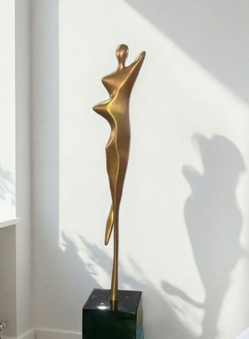 新款现代抽象人物雕塑摆件玻璃钢电镀工艺客厅装饰品黑色艺术摆设