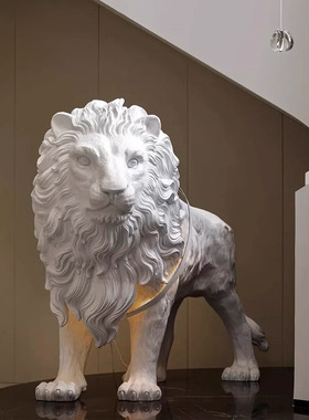 网红创意超大型狮子造型装饰摆件家居客厅酒店大堂艺术树脂工艺品
