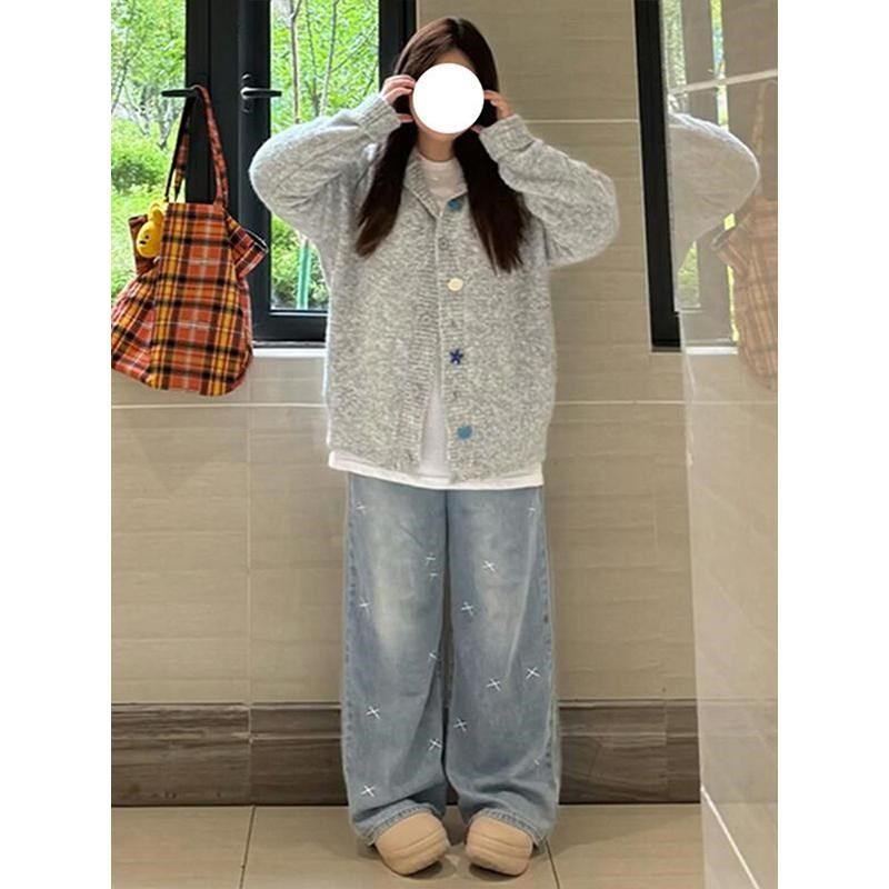 300斤大码女装设计感刺绣直筒牛仔裤女胖mm宽松显瘦女裤阔腿裤子,淘宝优惠券,粉丝福利购,淘宝优惠卷