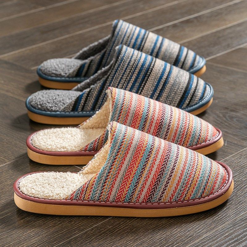 秋冬季棉亚麻居家j布艺加绒保暖情侣棉拖鞋男女室内家居用防滑静,淘宝优惠券,粉丝福利购,淘宝优惠卷