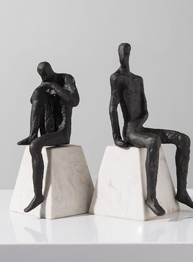 新中式抽象铸铁金属人物摆件样B板间书房办公室酒柜书柜装饰品