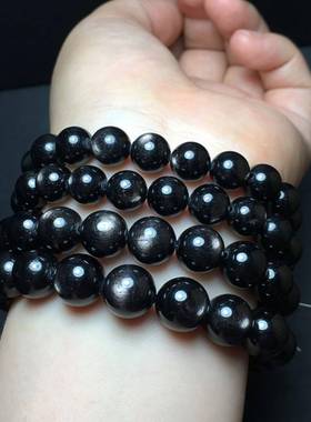 天然金运石手链 黑银线手链