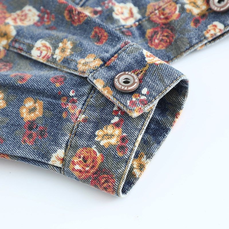 牛仔外套女2024新款女装复古高腰小个子短款上衣夹克碎花印花潮流,淘宝优惠券,粉丝福利购,淘宝优惠卷