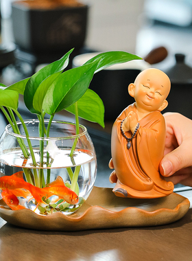 慧能小和尚水培花瓶桌面装饰摆件