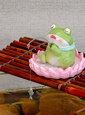 可爱小青蛙钓鱼摆件鱼缸造景装饰