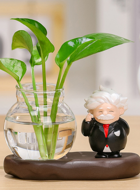 国潮公仔孔子鲁迅手办水培绿萝瓶