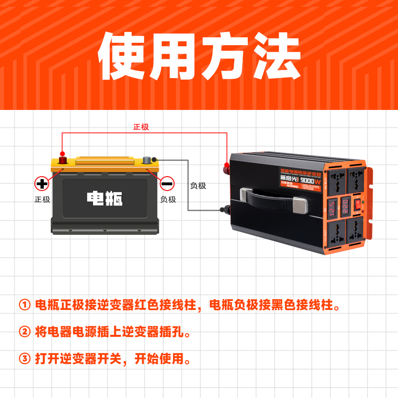 大功率纯正弦波逆变器12v转220v家用电瓶24v48v60v货车车载转换器