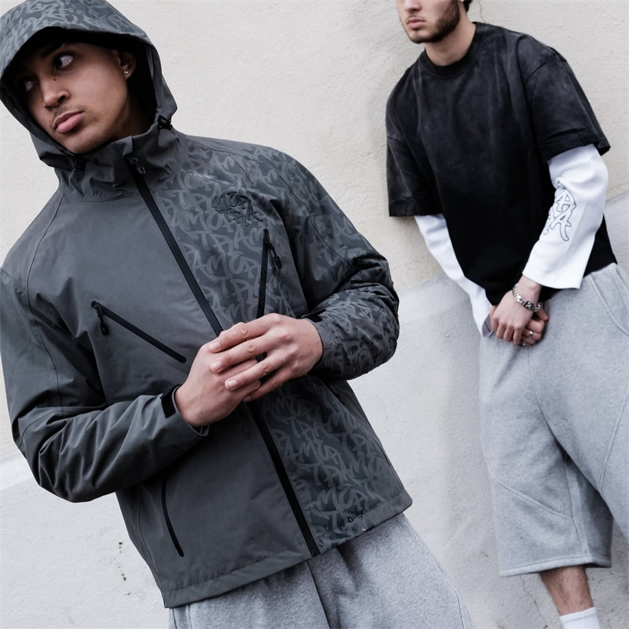 Mertra新款时尚潮流水溶硬壳灰色防水夹克男女款秋季百搭休闲风衣 - 图1