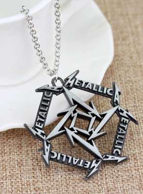 欧美饰品金属乐队Metallica标志项链朋克复古合金吊坠毛衣链