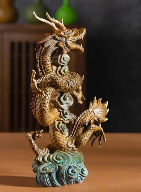 古铜官 铜龙摆件 青龙飞龙在天客厅玄关酒柜装饰品开业送人礼品