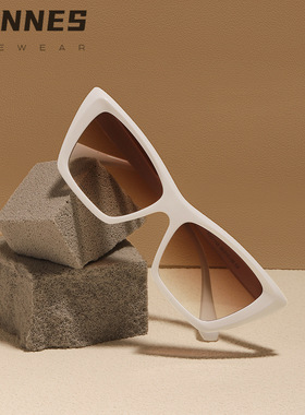 雷恩雷恩海利同款猫眼墨镜女高级感大脸显瘦节拍欧美方框太阳眼镜