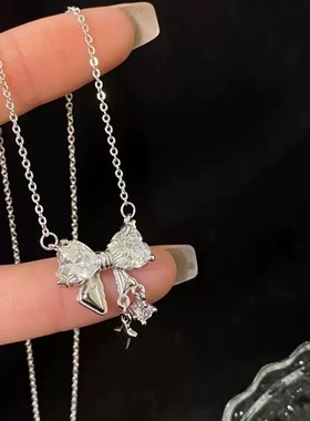 蝶觅家 【甜梦少女】S999足银蝴蝶结纯银项链轻奢小众设计锁骨链