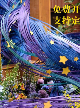 婚庆竹编定制竹排装饰手工竹编制品竹条竹片展厅竹子花艺造景设计