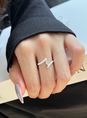 日韩轻奢时尚S925滴胶对称女戒指