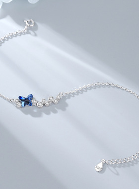 S925纯银水晶蝴蝶手链简约时尚女