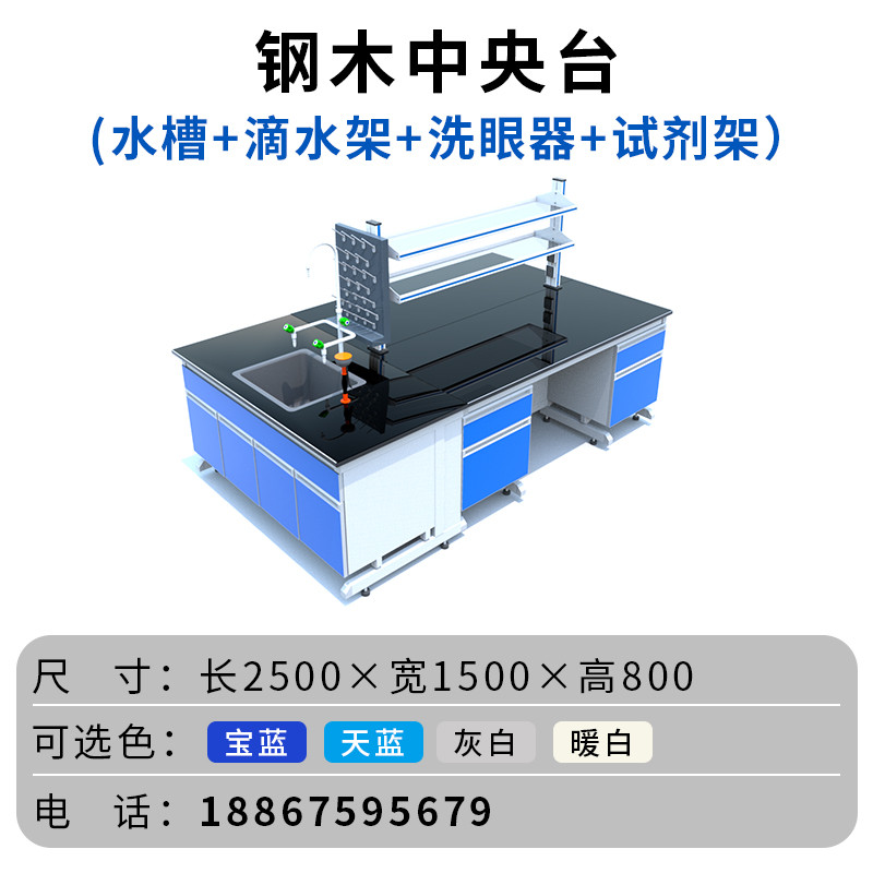 实验室工作台钢木实验台全钢中央边台物理化学实验桌操作台通风柜 - 图2