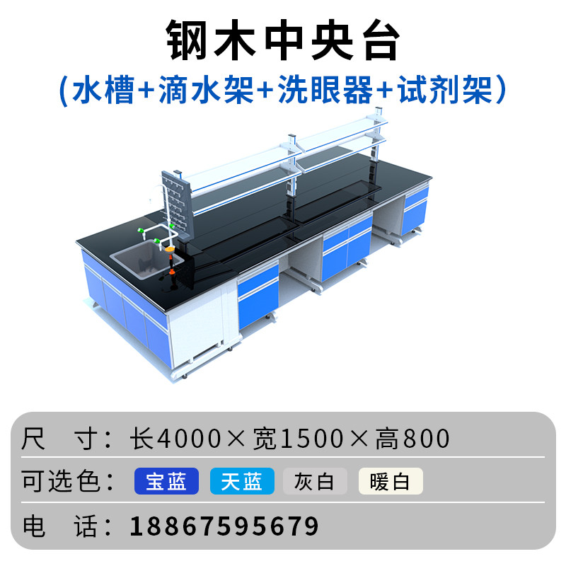 实验室工作台钢木实验台全钢中央边台物理化学实验桌操作台通风柜 - 图1