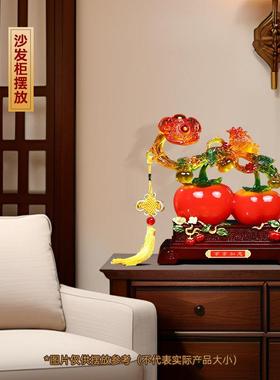 事事如意柿子摆件招财金蟾客厅入户玄关电视柜装饰品乔迁新居礼物