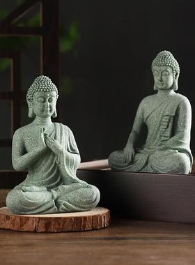 新中式禅意佛像微景观装饰品盆景鱼缸造景材料迷你石头雕塑小摆件