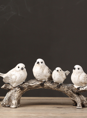 热销美式现代创意小鸟摆件家居简约电视柜酒柜装饰品树枝小鸟客厅
