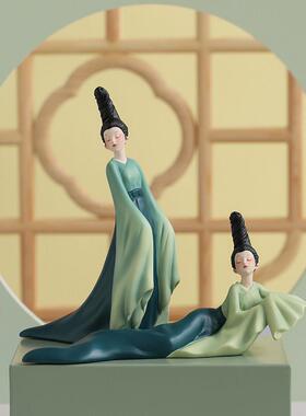 祇此青绿人物摆件新21JY1702中礼式玄关桌家居面装饰品高级感小众