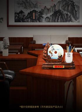 一公帆顺帆船玉BJ202303石安全扣笔筒摆件风老办板公室装饰司开业